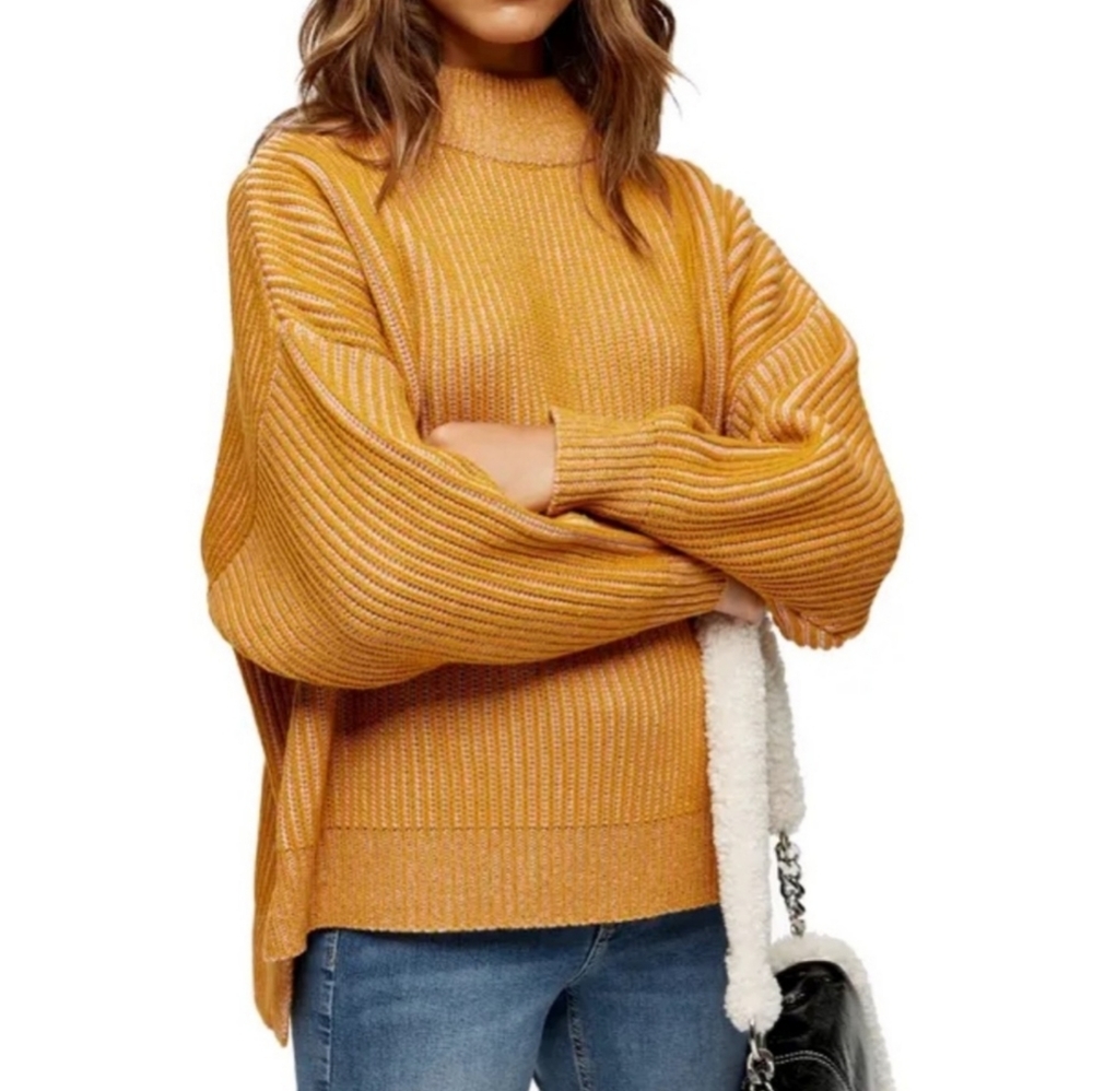 TOPSHOP NEW Mustard Funnel Neck Jumper Sweater - Picture 2 of 11